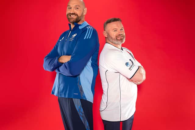 Tyson Fury and Wayne Rooney who will co-manage England for Soccer Aid for UNICEF 2025.