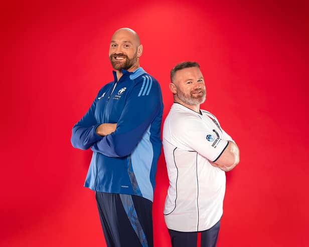 Tyson Fury and Wayne Rooney who will co-manage England for Soccer Aid for UNICEF 2025.