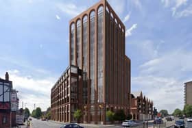 An artist's impression of how the new Novotel in the heart of Old Trafford will look