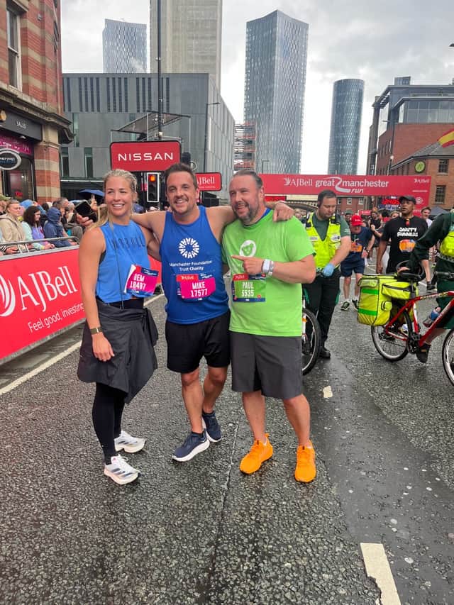 Hollyoaks actress Gemma Atkinson at the finish line of a previous AJ Bell Great Manchester Run