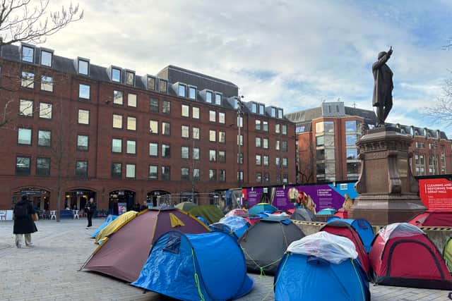 The Albert Square homeless camp on March 19, when the LDRS counted around 42 tents
