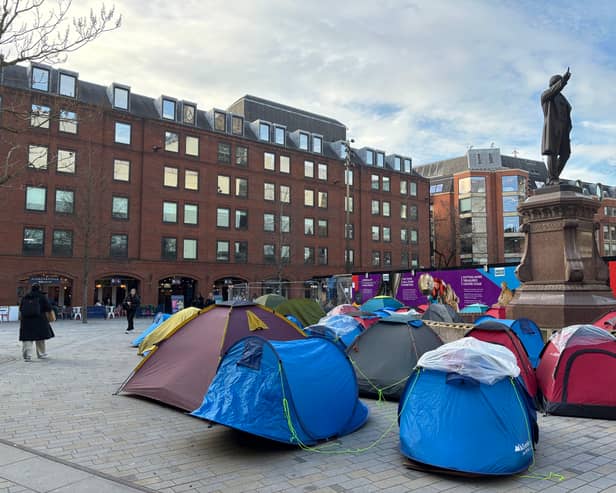 The Albert Square homeless camp on March 19, when the LDRS counted around 42 tents