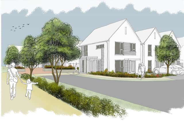 An image showing how new homes at Hazelhurst Farm in Worsley should look