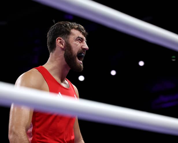 Patrick James Brown of Team Great Britain reacts prior to the Men's 92kg preliminary round match between Patrick James Brown of Team Great Britain and Keno Marley MacHado of Team Brazil on day two of the Olympic Games Paris 2024 at North Paris Arena on July 28, 2024 in Paris, France