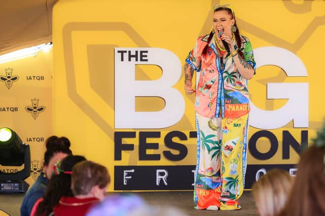 Dani Wallace speaking at another The Big Festoon event.