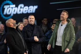 Paddy McGuinness (centre) with his former Top Gear colleagues Chris Harris (left) and Freddie Flintoff (right).