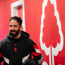 Manager Ruben Amorim of Manchester United arrives ahead of the Premier League match between Nottingham Forest FC and Manchester United FC at City Ground on April 01, 2025 in Nottingham, England.