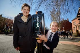 Cllr Grace Baynham with Hannah at the crossing