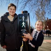 Cllr Grace Baynham with Hannah at the crossing