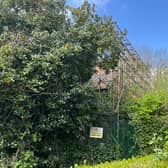 The Watling Gate building can now hardly be seen because of the overgrown trees and shrubbery in its grounds