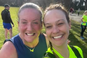 Emma & Jayne who are running the Manchester Marathon for Sophia