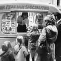 Youngsters queue for an ice cream in 1974