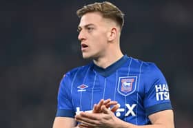  Liam Delap of Ipswich looks on during the Emirates FA Cup Fifth Round match between Nottingham Forest and Ipswich Town at City Ground on March 03, 2025 in Nottingham, England. (Photo by Michael Regan/Getty Images)