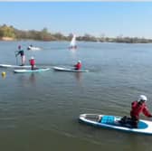 A paddle boarding class