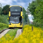 A Bee Network V1 bus going down the Leigh Guided Busway