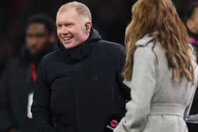 Paul Scholes pictured prior to the Premier League match between Manchester United FC and Southampton FC at Old Trafford on January 16, 2025 in Manchester, England. 