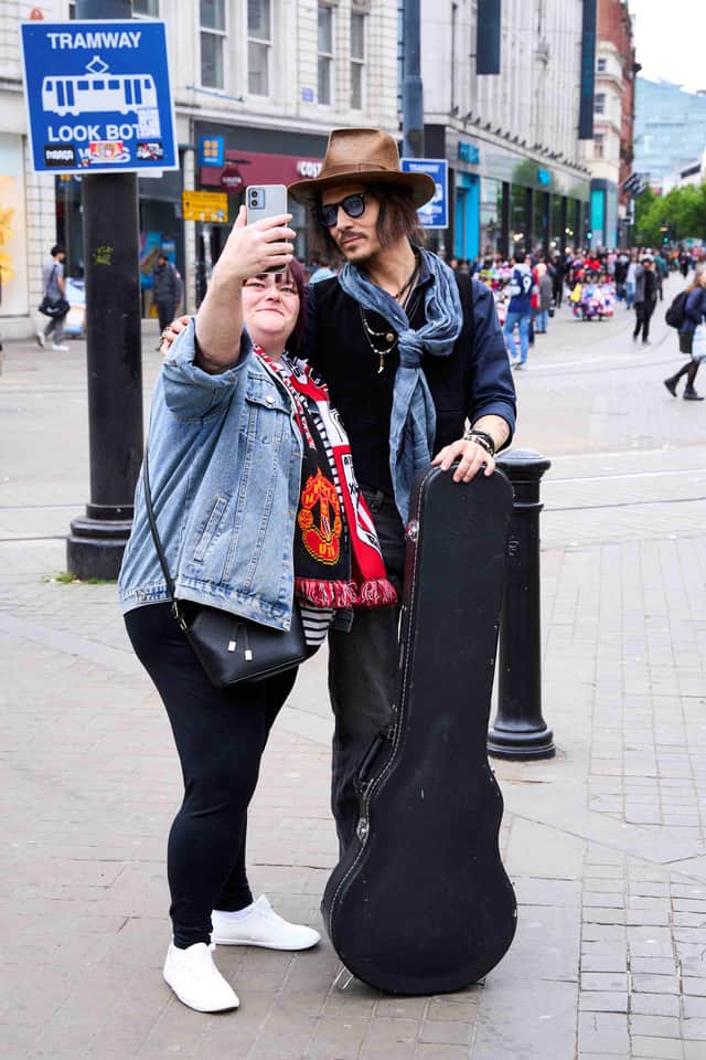 Johnny Depp with a football fan