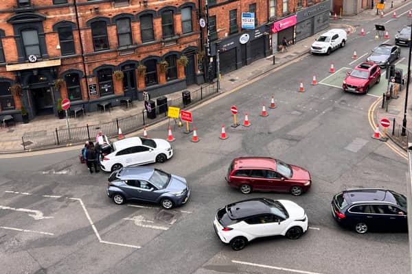 Traffic building up on Chapel Street, Salford, with new roadworks in place