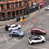 Traffic building up on Chapel Street, Salford, with new roadworks in place