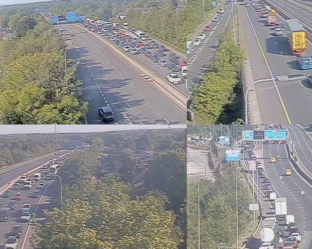 Traffic on the M60 near the Trafford Centre was stopped due to a police-led incident