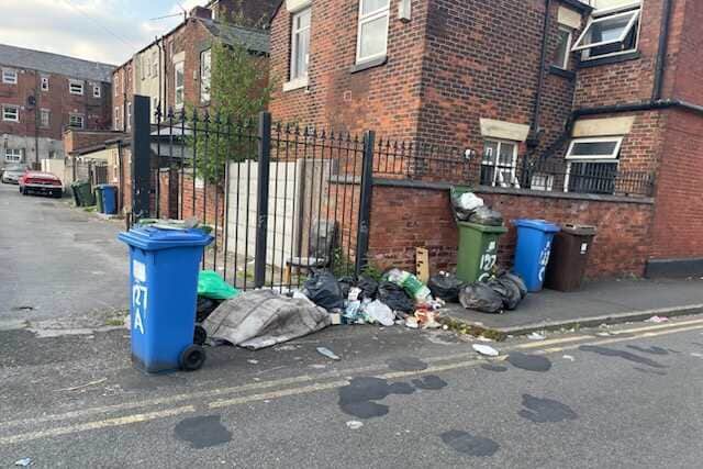 Rubbished dumped on Lime Street, Dukinfield