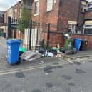 Rubbished dumped on Lime Street, Dukinfield