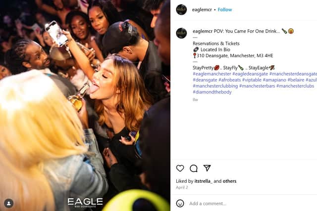 A screengrab of an Instagram post shared by Eagle bar on April 2 2025, which councillors said could be seen to 'promote excessive drinking' at a review hearing on June 2, 2025