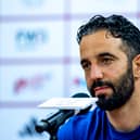 Manchester United Head Coach / Manager Ruben Amorim talks to media during the post match press conference after the match bewteen Manchester United and Hong Kong at Hong Kong Stadium on May 30, 2025 in Hong Kong, China. 