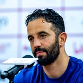 Manchester United Head Coach / Manager Ruben Amorim talks to media during the post match press conference after the match bewteen Manchester United and Hong Kong at Hong Kong Stadium on May 30, 2025 in Hong Kong, China. 