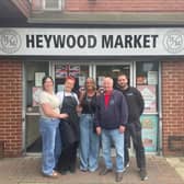 (L-R) Ashleigh Wardle, Jenna Collins, Lucy Marie, Geoff Bickerton and Adam George at Heywood Market