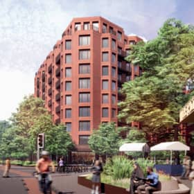 How blocks of flats, set to be built on the Chorlton Cross shopping precinct, could look. Seen from the former Picturehouse.