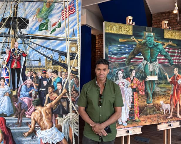 Michael Browne with paintings