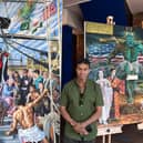Michael Browne with paintings