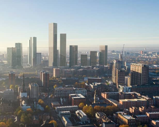 A CGI of plans for new skyscrapers at Regent Retail Park