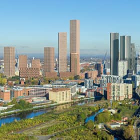 A CGI of a proposed development at Regent Retail Park in Salford