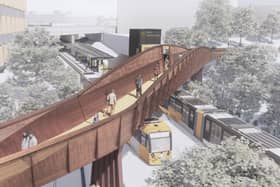 A new footbridge at Bury Metrolink will mark the first step in plans create a new £80m transport interchange in Bury town centre.