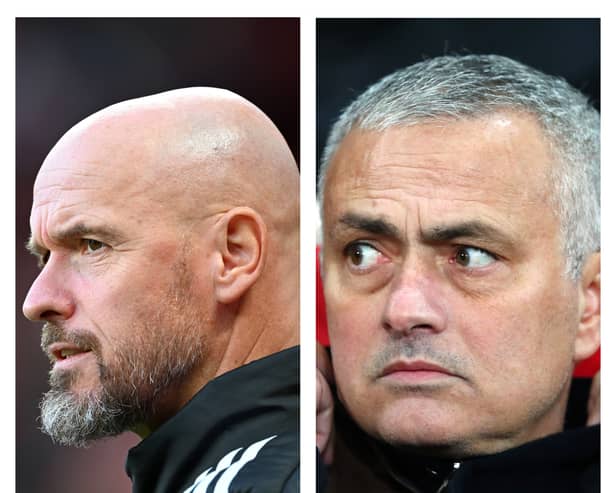 Erik ten Hag and Jose Mourinho during their time as Manchester United manager.