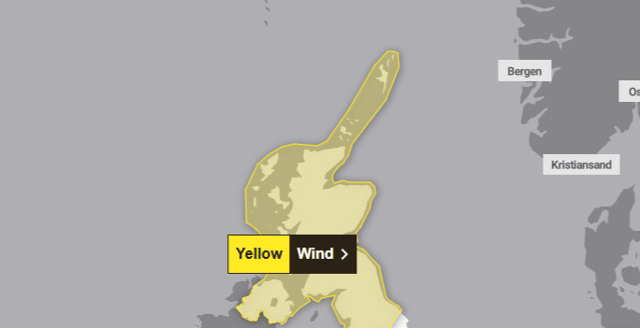 A yellow weather warning has been issued for Storm Floris