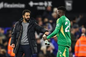 Manchester United head coach Ruben Amorim and goalkeeper Andre Onana.