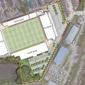 A map of Stockport County's stadium extension plans