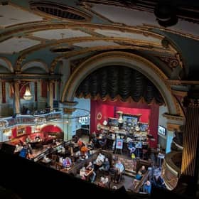 The view from the original balconies in the Art Picture House JD Wetherspoon pub in Bury