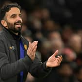 Man United head coach Ruben Amorim reacts during a match