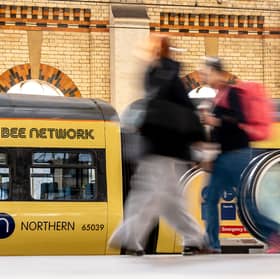 A Bee Network-branded Northern train at Manchester Piccadilly