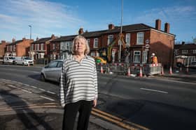Freda Smith, 74, has complained about the 'horrendous' noise from works on Liverpool Road in Peel Green, Salford