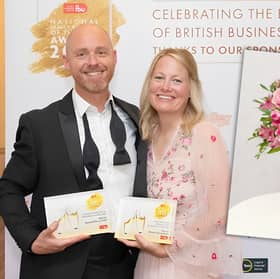 Bunches directors Dan and Dani Hoving celebrate winning the National People’s Choice Family Business of the Year Award, alongside one of the florist’s bestselling bouquets.