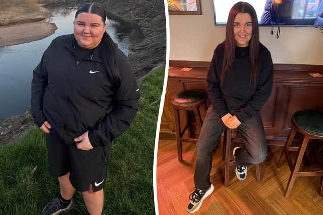 Holly Barron, before and after she lost weight
