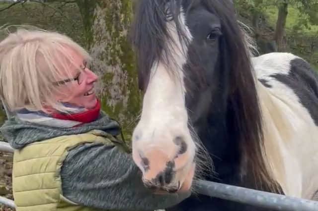 Julie Kershaw and Frank the horse.