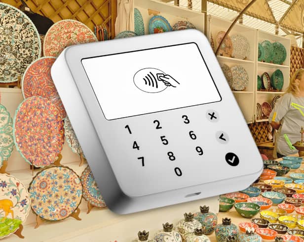 The compact SumUp card reader helps market traders, craft sellers and small businesses accept contactless and card payments without expensive equipment.