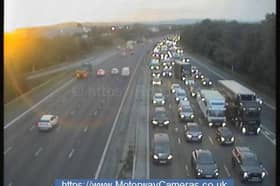The M6 is closed northbound between junctions 32 and 33 after a lorry reportedly crashed into the back of a van.