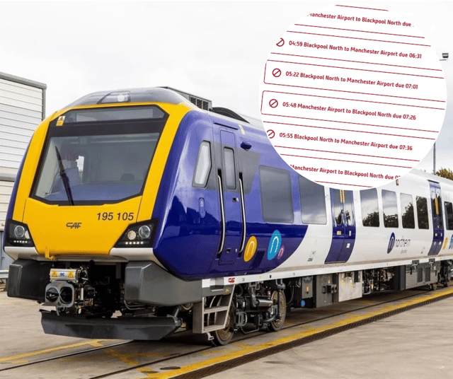Train services between Blackpool North and Manchester Airport are being disrupted on Monday, October 26, following damage to overhead electric wires between Preston and Bolton.